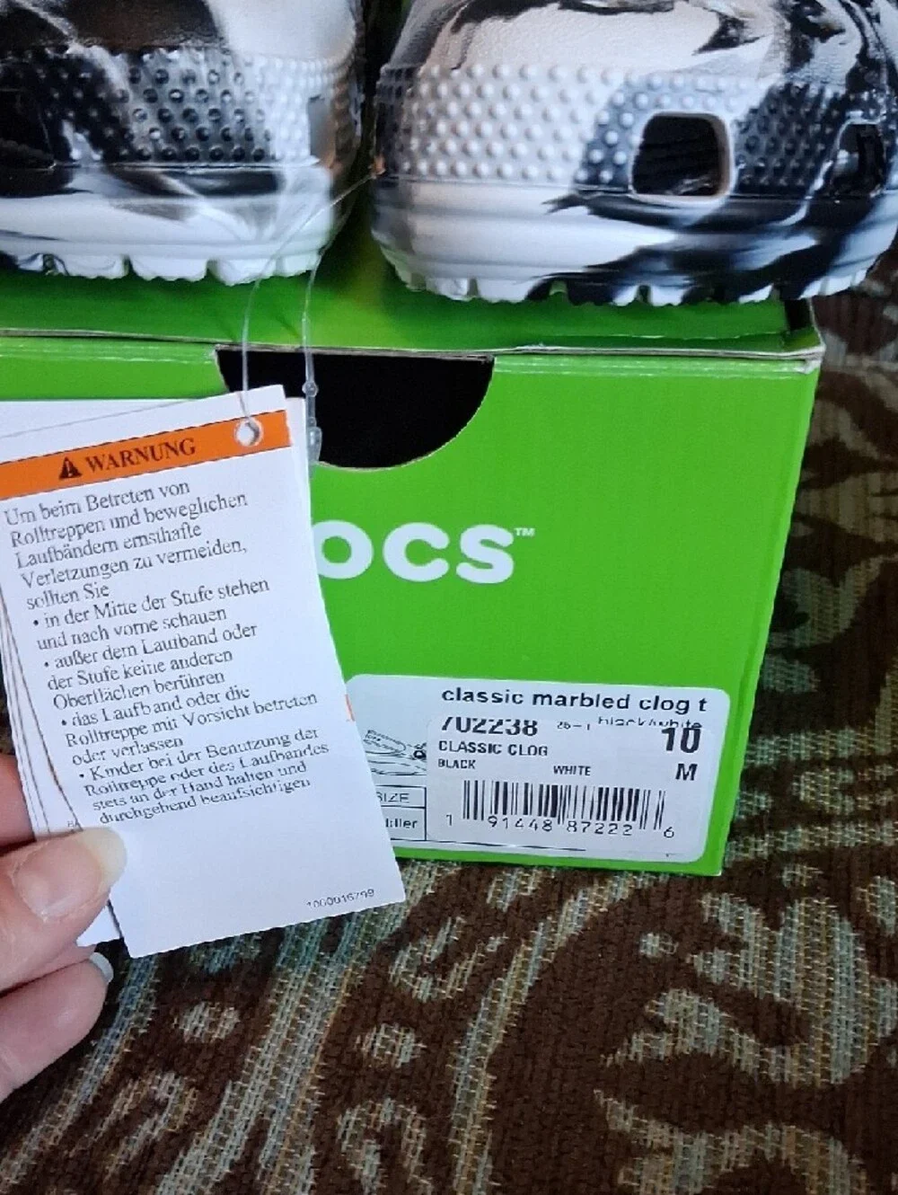 CROCS Toddler 10 Black & White Marbled Clog